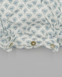 Baby knit romper with printed lower part