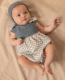 Baby cotton knit bonnet with openwork