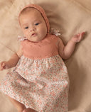Baby cotton knit bonnet with openwork