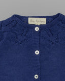 Chaqueta bebé Fina Ejerique azul marino tricot algodón con calados y botones nácar