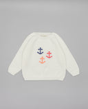 Baby cotton knit sweater with anchor jacquard
