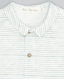 Camisa bebé Fina Ejerique a rayas blancas y verdes con cuello clásico y botones, talla 12M