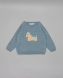 Cotton knit sweater with dog jacquard