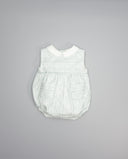 Stripe romper with contrast collar and pockets