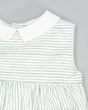 Stripe romper with contrast collar and pockets