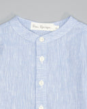 Camisa niño lino azul celeste cuello mao botones blancos manga larga Fina Ejerique