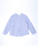 Camisa infantil Fina Ejerique seersucker rayas azul y blanco, cuello mao y manga larga