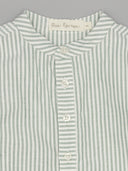 Camisa infantil Fina Ejerique rayas verdes y blancas cuello mao con botones blancos manga larga