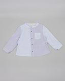 Seersucker stripe shirt mao collar