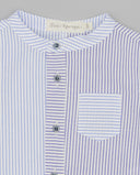 Camisa bebé Fina Ejerique seersucker rayas azul y blanco cuello mao con bolsillo talla 12 meses