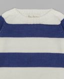 Jersey tricot algodón rayas horizontales azul y blanco cuello redondo Fina Ejerique niño