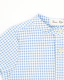 Camisa bebé vichy cuadros azul y blanco cuello mao manga larga botones Fina Ejerique