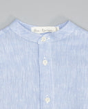 Camisa bebé niño lino azul celeste cuello mao botones blancos Fina Ejerique talla 12 meses