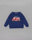 Cotton knit sweater with truck jacquard