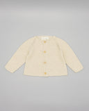 Cotton linen knit cardigan with eyelets