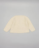 Cotton linen knit cardigan with eyelets