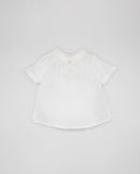 Linen shirt with pleats and mao collar