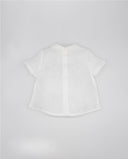 Linen shirt with pleats and mao collar