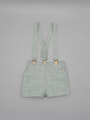 Linen shorts with suspenders and metal clips