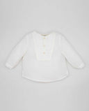 Linen shirt with yoke and front placket