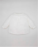 Linen shirt with yoke and front placket