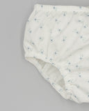 Cubrepañal bebé de algodón blanco con estampado floral azul pequeño y cintura elástica