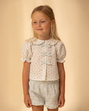 Striped shorts with ruffle hem