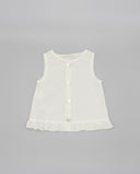 Linen blouse with ruffle hem and mother-of-pearl buttons