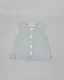 Linen blouse with ruffle hem and mother-of-pearl buttons