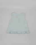 Linen blouse with ruffle hem and mother-of-pearl buttons