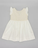 Embroidered dress with embroidered bodice and ruffle sleeves