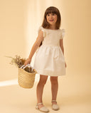 Embroidered dress with embroidered bodice and ruffle sleeves