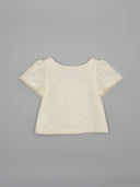 Embroidered blouse with cape sleeves and guipure trim