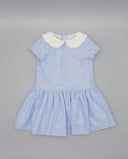 Linen dress with dropped waist and classic collar