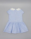 Linen dress with dropped waist and classic collar