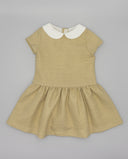 Lamé dress with dropped waist and classic collar