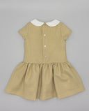 Lamé dress with dropped waist and classic collar