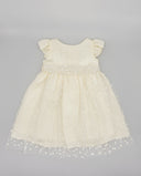 Lyocell dress with embroidered tulle skirt and bow