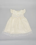 Lyocell dress with embroidered tulle skirt and bow
