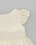 Vestido lyocell con falda tul bordada y lazada