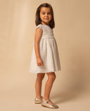 Gazar dress with insertion lace and bow