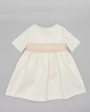 Piqué dress with lace trim and bow