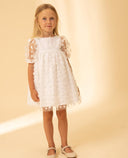 Tulle dress with floral appliqués
