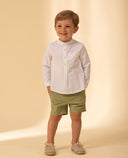 Linen shorts with adjustable elastic waist