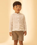 Twill shorts with welt pockets and adjustable waist