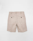 Tailored linen shorts with welt pockets and adjustable waist