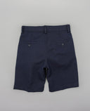 Tailored structured shorts with welt pockets and adjustable waist