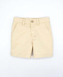 Tailored twill shorts with welt pockets and adjustable waist